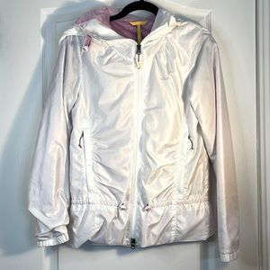 Lol rain jacket white and purple in excellent like new condition size XS